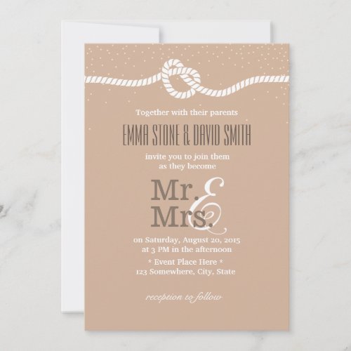 Elegant Confetti Dots Tying the Knot Wedding 5x7 Paper Invitation Card