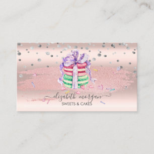 Elegant Confetti,Glitter Brush Stroke,Macarons Business Card