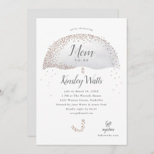 Elegant Confetti Glitter Umbrella Grey Baby Shower Invitation