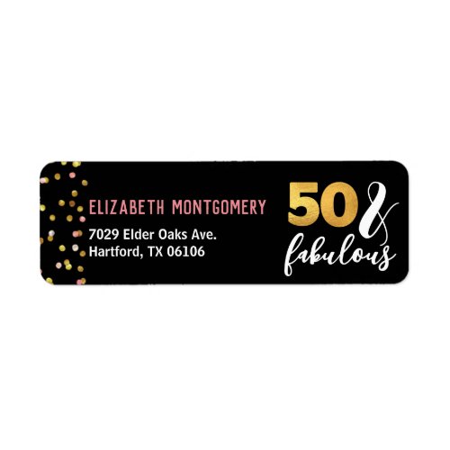 Elegant Confetti Gold Black 50  Fabulous Address Label