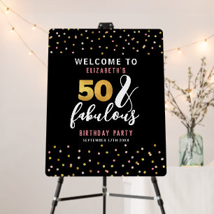 Elegant Confetti Gold Black 50 & Fabulous Birthday Foam Board