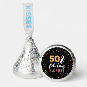 Elegant Confetti Gold Black 50 & Fabulous Birthday Hershey®'s Kisses®