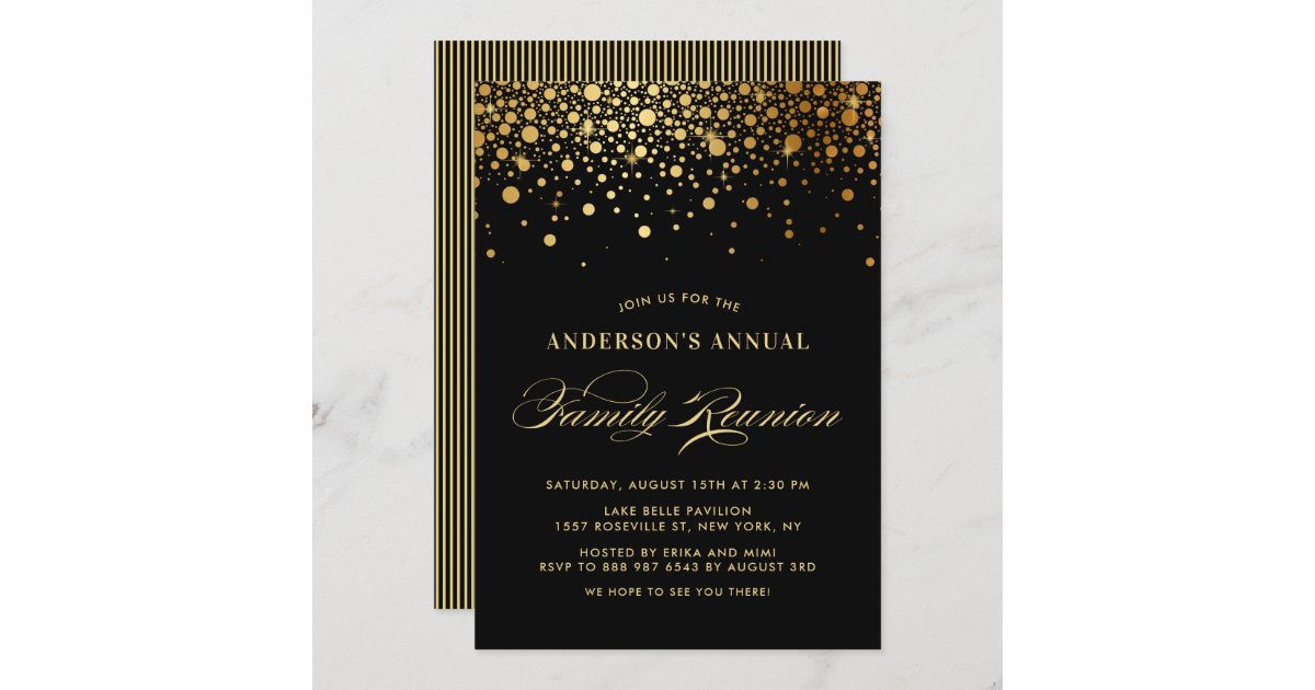 Confetti Dotted Blush Pink Evening Invitation with Gold Foil