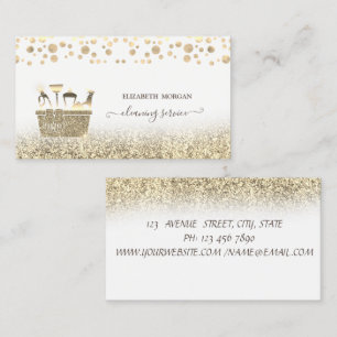 Elegant Confetti Gold Glitter Cleaning Tools Business Card