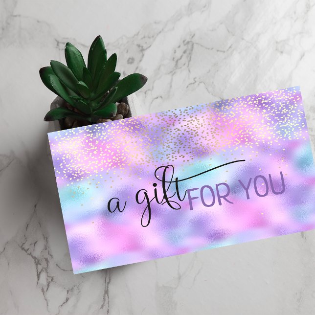 Elegant  Confetti Holographic Iridescent  Discount Card (Creator Uploaded)