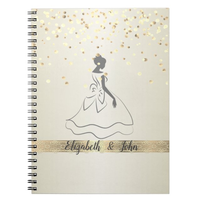 Elegant,Confetti,Lace,Bridal  Wedding Planner Notebook (Front)