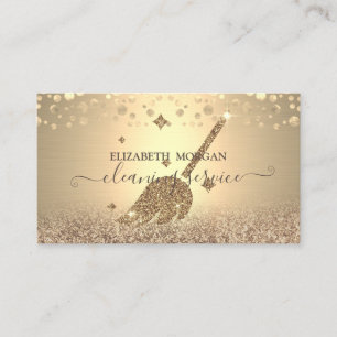 Elegant Confetti Maid Cleaning Glitter Gold Business Card