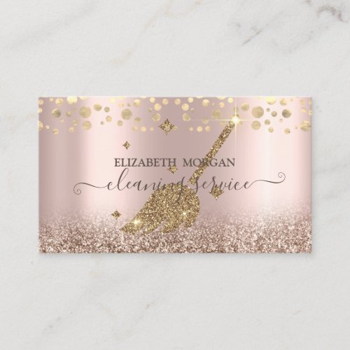 Elegant Confetti  Maid Cleaning Rose Gold Glitter  Business Card