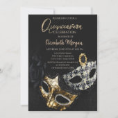 Elegant Confetti Masque,Masquerade Quinceañera Invitation (Front)