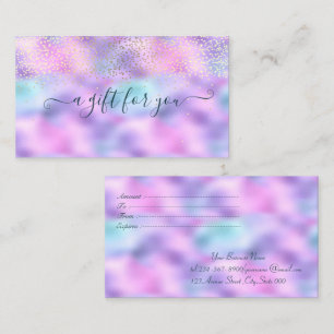 Elegant Confetti Ombre Holographic Iridescent Discount Card