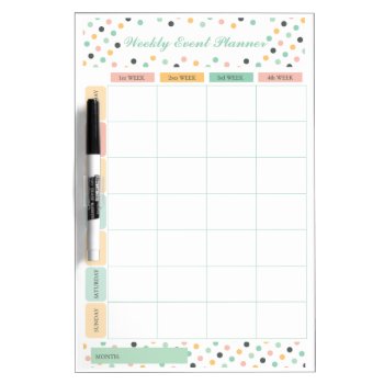 Elegant Confetti Polka Dots Weekly Monthly Planner Dry Erase Board by Jujulili at Zazzle