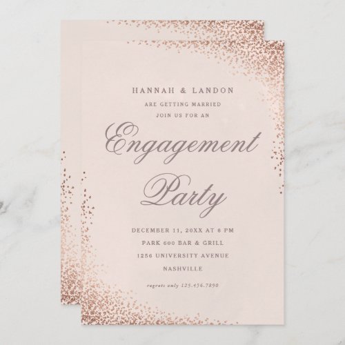 Elegant Confetti Rose Gold Engagement Party Invitation