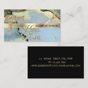 Elegant Confetti,Scissors,Hairdryer Alcohol ink Business Card