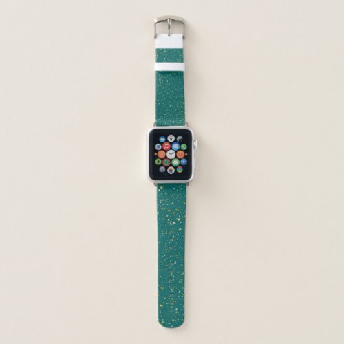 Elegant Confetti Space _ Teal Green  GoldSilver Apple Watch Band