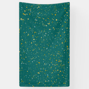 Elegant Confetti Space - Teal Green & Gold,Silver Banner