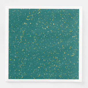 Elegant Confetti Space - Teal Green & Gold,Silver Paper Dinner Napkins