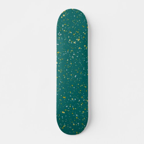 Elegant Confetti Space _ Teal Green  GoldSilver Skateboard Deck