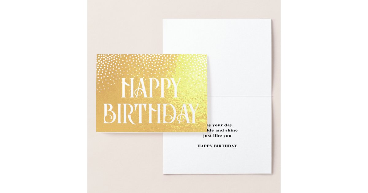 Elegant Confetti Stylish Vintage Happy Birthday Foil Card | Zazzle