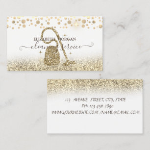 Elegant Confetti Vacuum cleaner Gold Glitter Business Card
