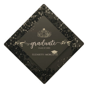Elegant Conffeti Tiara Glitter Grad Cap Glitter