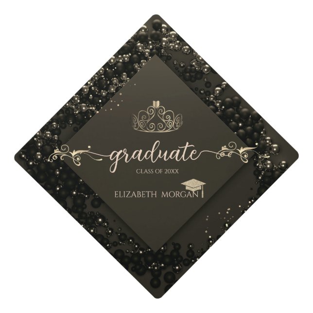 Elegant Conffeti Tiara Glitter Grad Cap Glitter (Front)