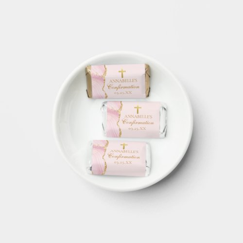 Elegant Confirmation Cross Pink Gold Agate Custom Hersheys Miniatures