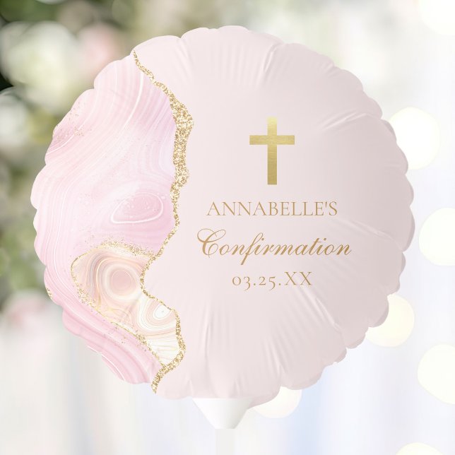 Elegant Confirmation Cross Pink Gold Custom Party Balloon (Creator Uploaded)
