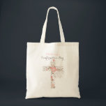 Elegant Confirmation Floral Cross Tote Bag<br><div class="desc">Elegant Tote Bag for confirmation with a blush pink floral cross. Personalize text.</div>