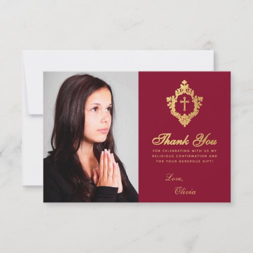 Elegant Confirmation Girl Burgundy Faux Gold Crest