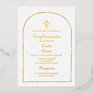Elegant Confirmation gold foil   Invitation