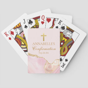 Elegant Confirmation Party Pink Gold Personalized Poker Cards