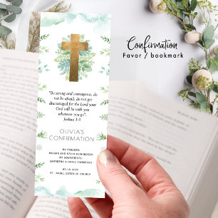 Elegant Confirmation Turquoise and Greenery Favor Bookmarks