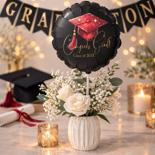 Elegant Congrats Grad Artwork in Red, Gold & Black Balloon