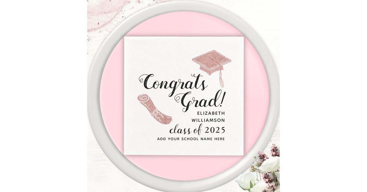Elegant Congrats Grad Class of 2025 Graduation Napkins | Zazzle