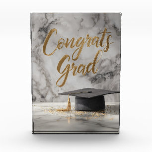 Elegant "Congrats Grad" with Graduation Cap Acrylic Award
