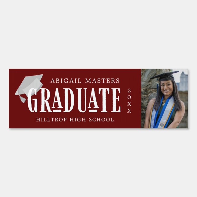 elegant congrats graduate photo yard sign (Front)