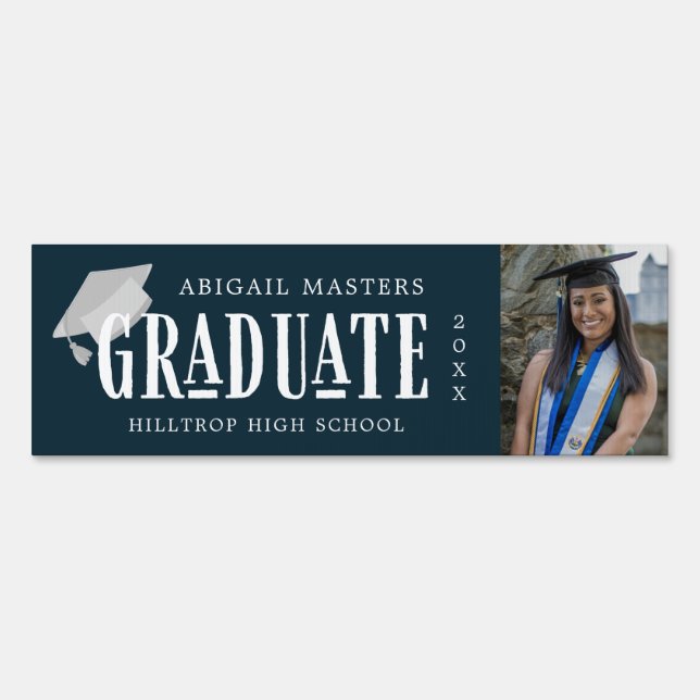 elegant congrats graduate photo yard sign (Front)