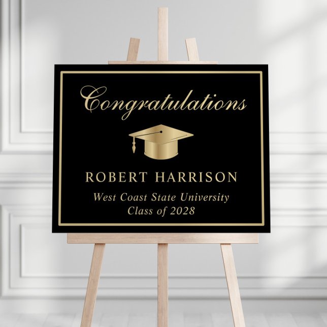 Elegant Congratulations Black Gold Graduation Foam Board (Creator Uploaded)