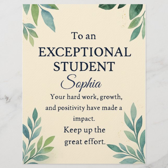 Elegant Congratulations Card for an Exceptional St (Front)