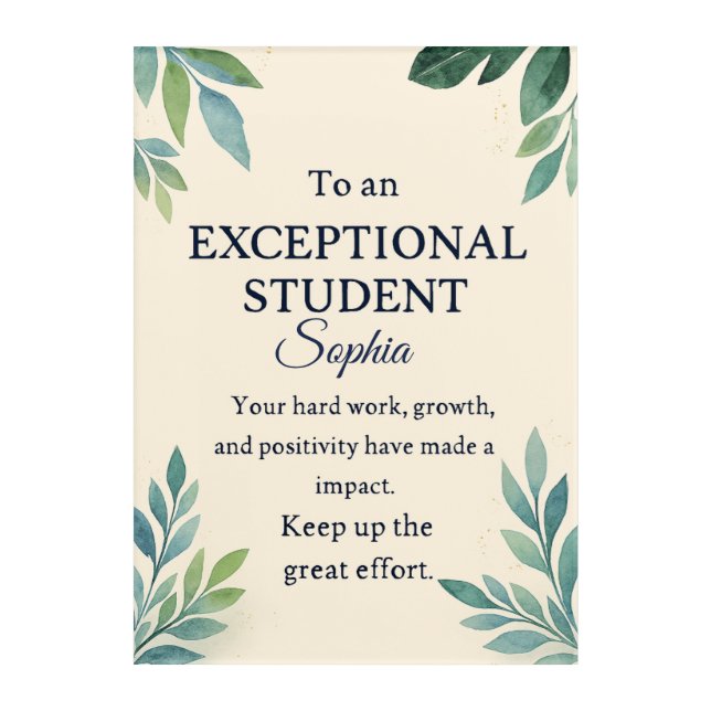 Elegant Congratulations Card for an Exceptional St Acrylic Print (Front)