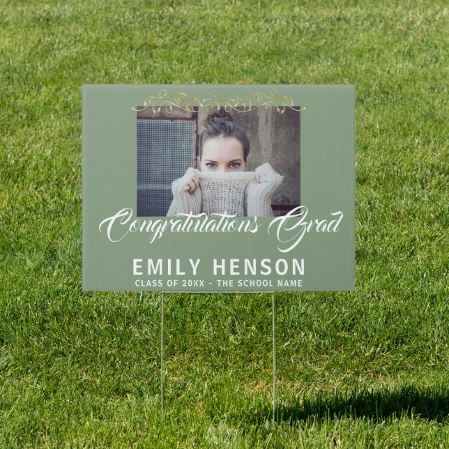 Elegant Congratulations Grad Gold Ornament Photo Sign (Insitu)