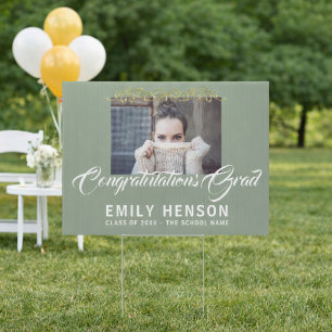 Elegant Congratulations Grad Gold Ornament Photo Sign