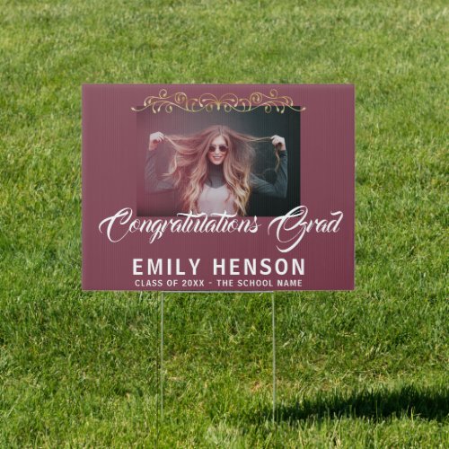 Elegant Congratulations Grad Gold Ornament Photo Sign
