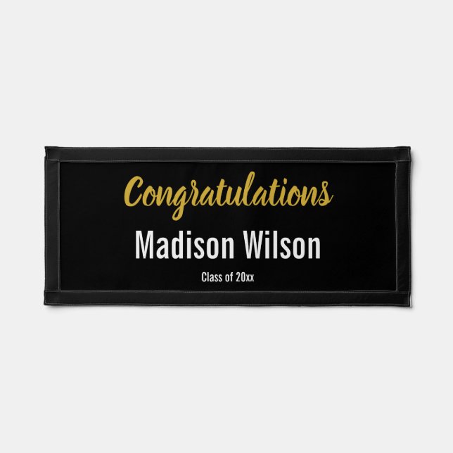Elegant Congratulations Grad Name Year Graduation Pennant (Front)