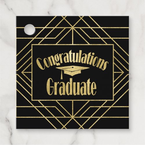 Elegant Congratulations Graduate Gold Black Favor Tags