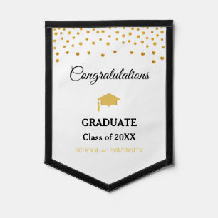 Elegant Congratulations Graduate & Golden Confetti Pennant