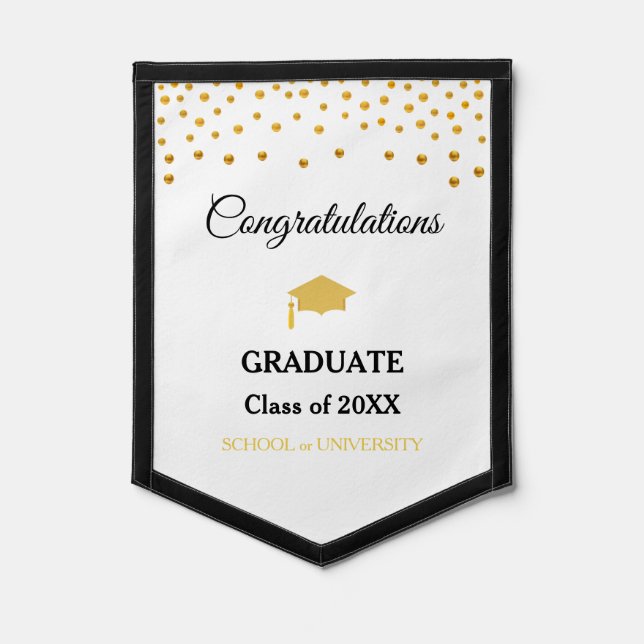 Elegant Congratulations Graduate & Golden Confetti Pennant (Front)