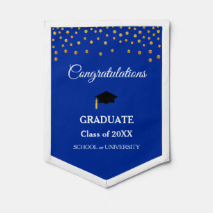 Elegant Congratulations Graduate on Blue & White Pennant
