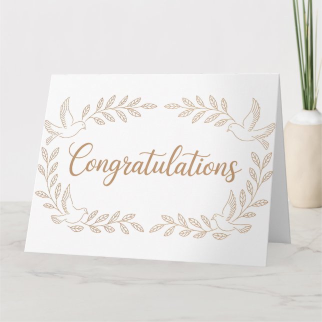 Elegant "Congratulations" Greeting with Doves  Card (Front)