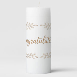 Elegant "Congratulations" Greeting with Doves Pillar Candle